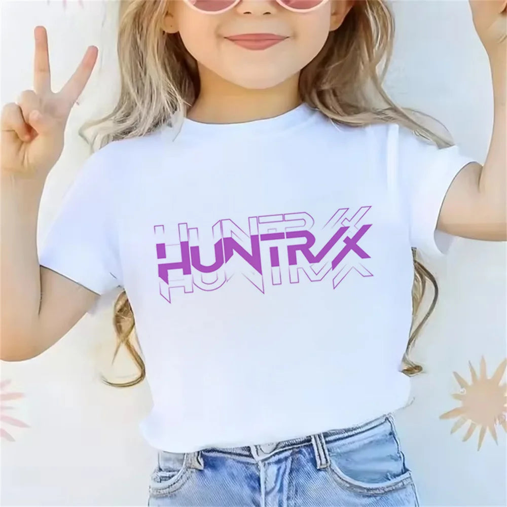 2025 Movie KPop Demon Hunters T-shirt Summer Short Sleeve Tee for Casual Loose Girl Boy Graphic Printed Tops