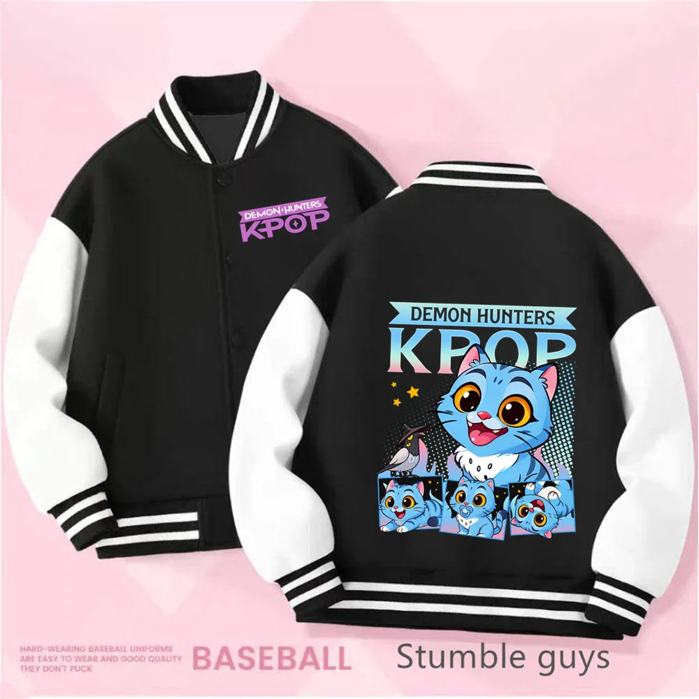 Kpop Demon Hunter Baseball Uniform Kids Cute Rumi Mira Zoey Jacket Children Spring Autumn Long Sleeves Coat Girls Clothes Gift
