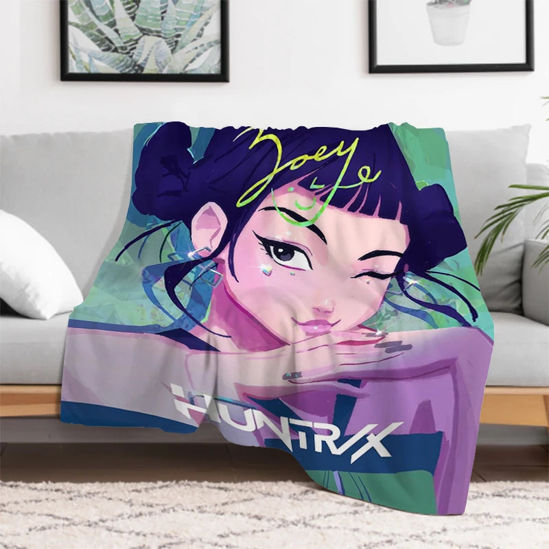 Anime K-Pop Demon Hunters Cute Blanket Girl Gift Soft Plush Blanket,Flannel Throw Blanket for Living Room Bedroom Bed Sofa