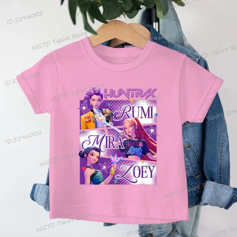 Children's Clothing KPop Demon Hunters Fans Gifts Kids Clothes Fashion Casual Tops 2025 Hot Movie Soft Cotton Baby Girls T Shirt