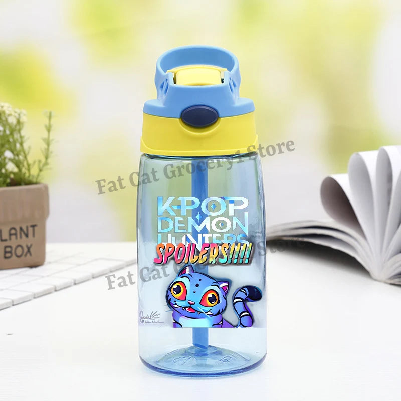 Kpop Demon Hunter Water Bottle with Straw Kids Anime Rumi Mira Zoey Hydros Flasks Children 500ml Summer Outdoor Sport Mug Gift