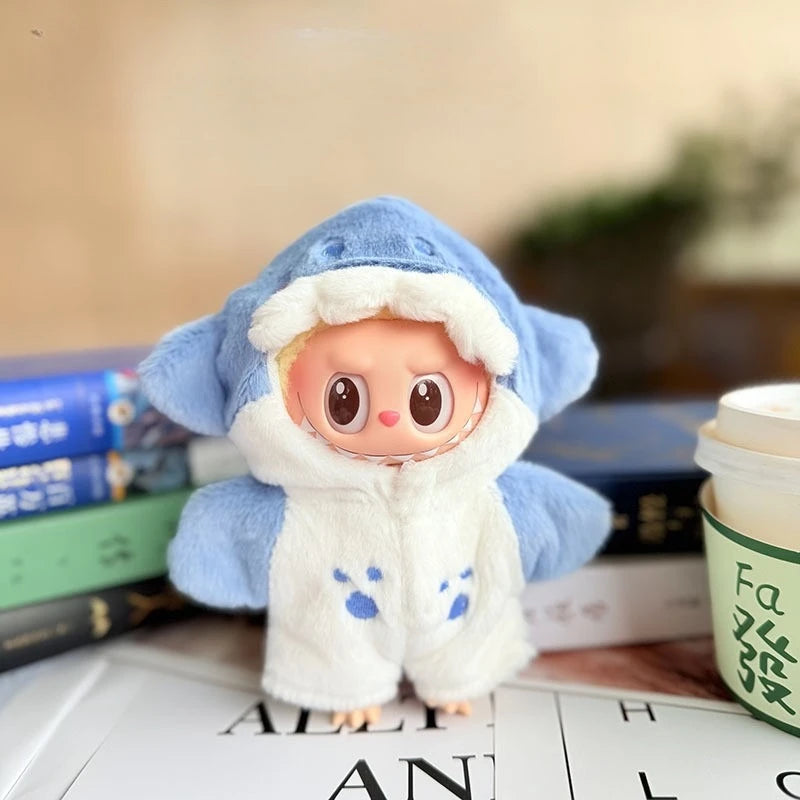 Cute Cartoon Green Dinosaur Outfit for Labubu Plush Clothes Fashion Shark Macaron Korea Style Clothes for Labbubu Accessories