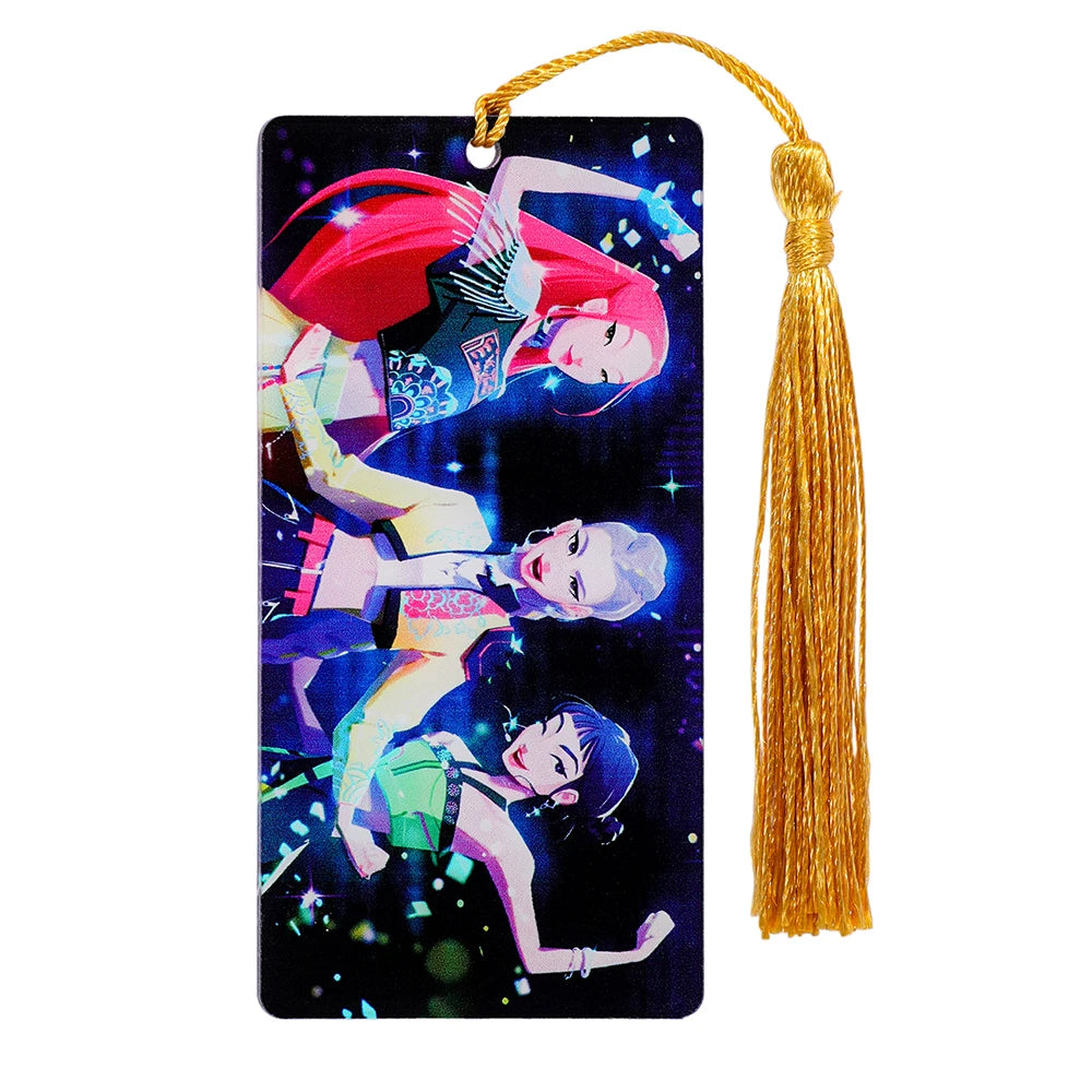 K-POP Demon Hunters Acrylic Bookmark with Tassels - Anime Rumi Mira Collectible Gift for Fans, Reading Marker Student Souvenir