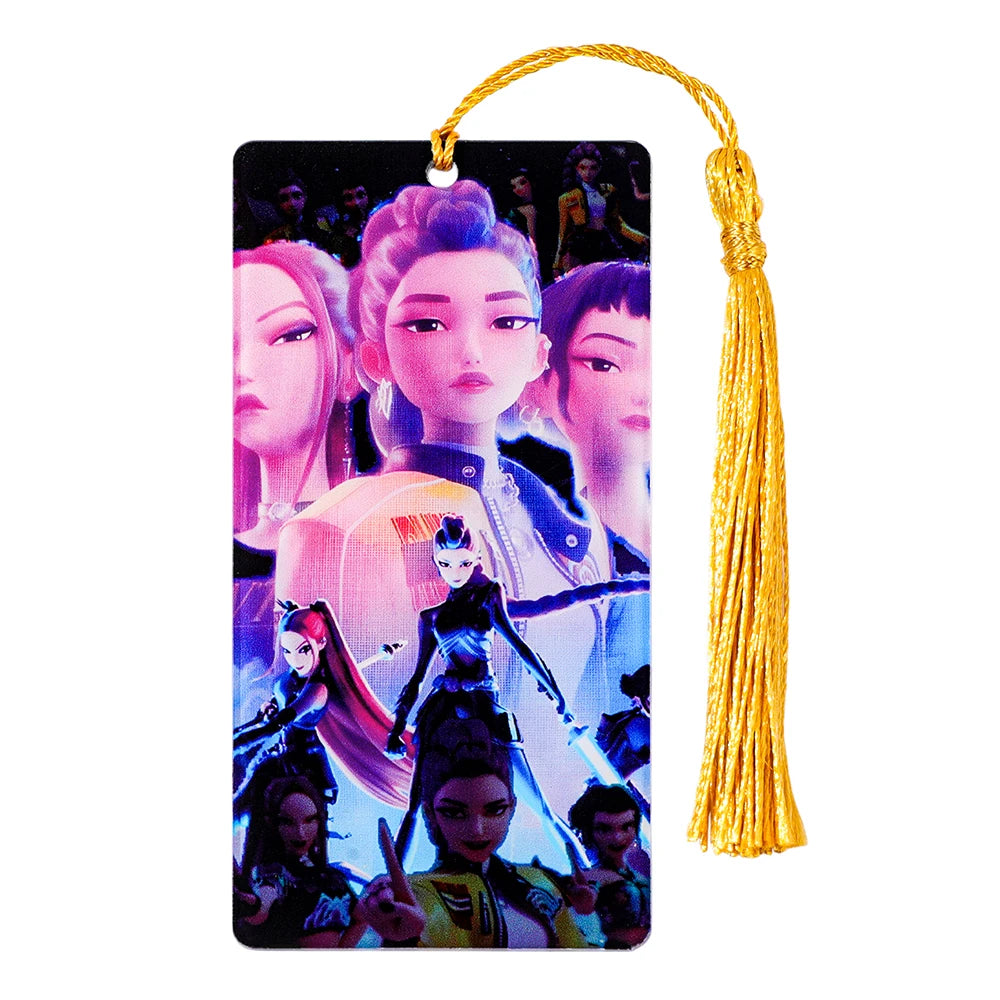 K-POP Demon Hunters Acrylic Bookmark with Tassels - Anime Rumi Mira Collectible Gift for Fans, Reading Marker Student Souvenir