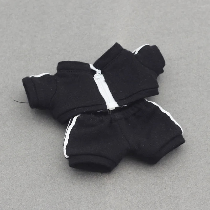 17cm Labubu Doll Clothes Set Solid Color Hoodie Sweatshirt and Pants Outfit for DIY Doll Dressing Gift for Toy Collectors