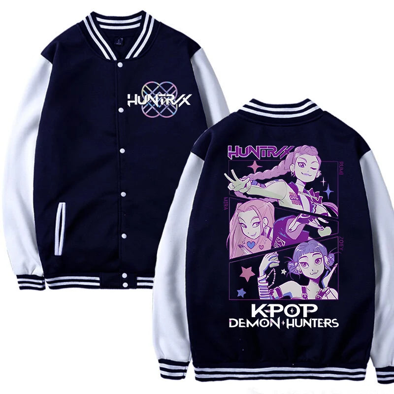 Anime K-Pop Demon Hunters Jacket Female/Male Harajuku Fashion Streetwear Baseball Uniform KPop Demon Hunters Outdoor Clothes