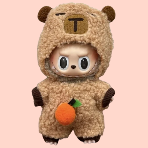 Doll Clothes For 17CM Labubu Capibara Set Jumpsuit Kawaii Headwear Camera 3PCS/Pack Plush Cotton Doll Dress Up Game Decoration