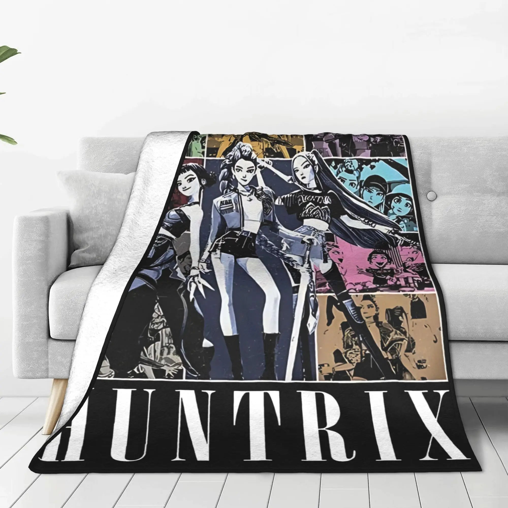 Warm Soft Blanket Travel Huntrix Girl Kpop Demon Hunter Movie Bedding Throws Flannel Bedspread For Home Decor Sofa Bed Cover