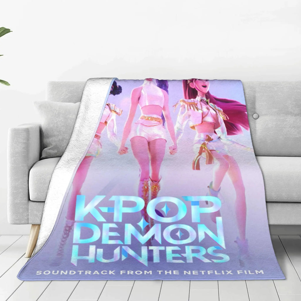 Soft BlanketKids Picnic Kpop Demon Hunters HuntrX  Bedding Throws  Flannel Bedspread For Bedroom Funny Sofa Bed Cover