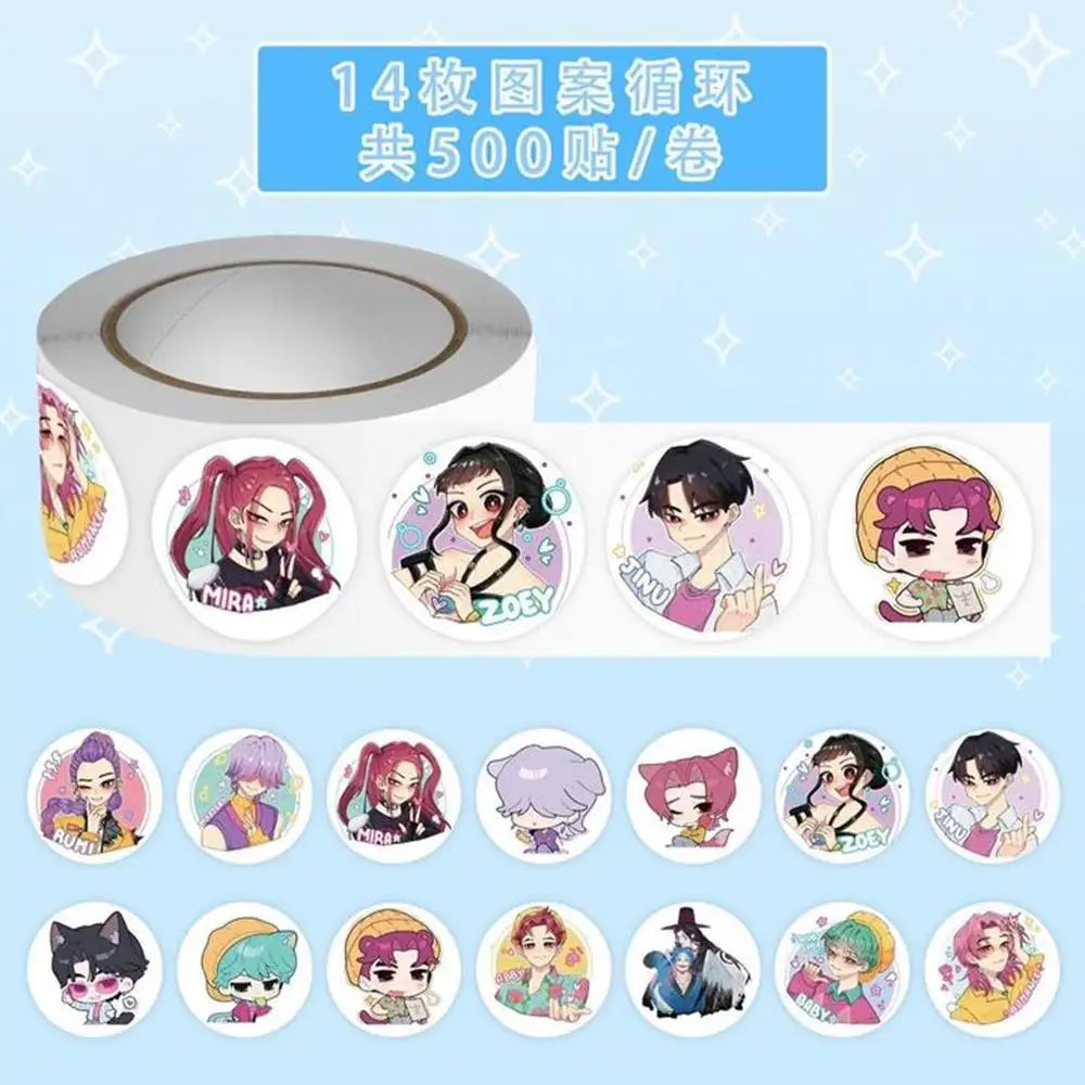 500pcs/roll New Cute Kpop Demon Hunters Cartoon Sealing Stickers Diy Pvc Laptop Decals Decoration Reward Gift Toy