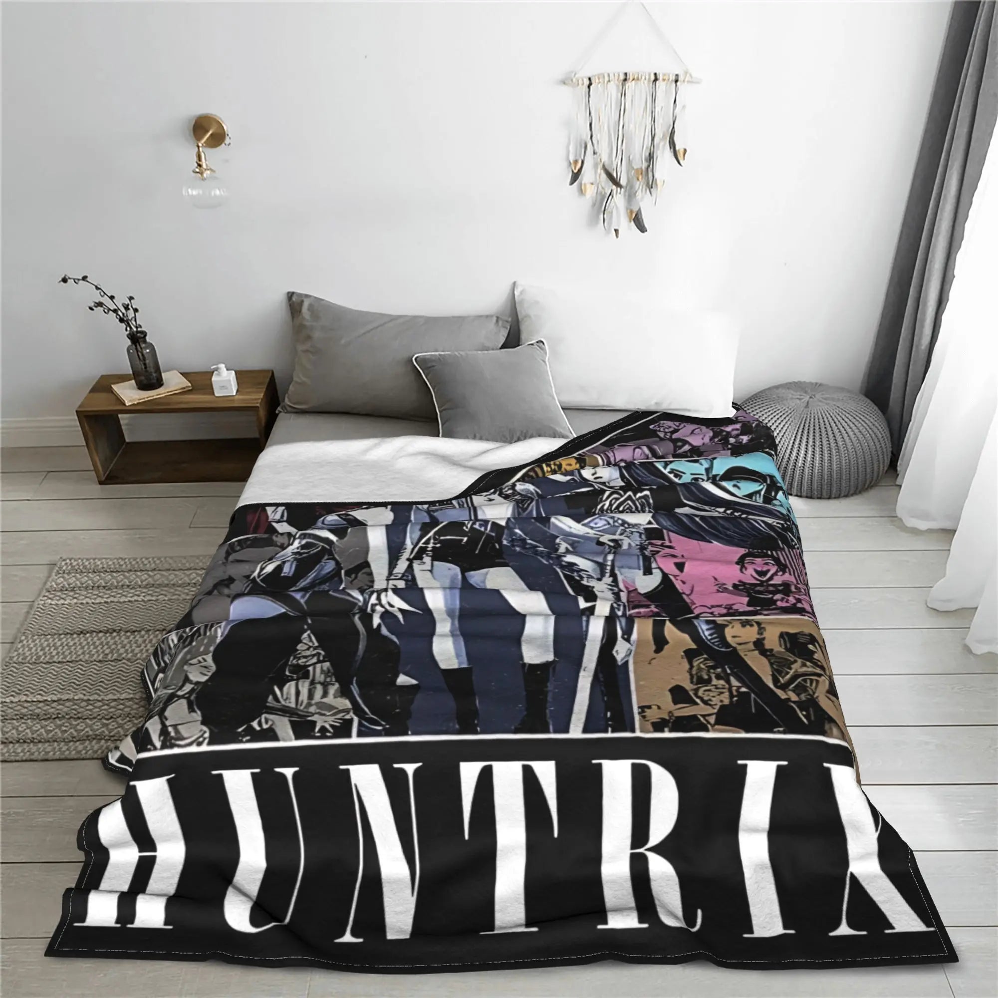 Warm Soft Blanket Travel Huntrix Girl Kpop Demon Hunter Movie Bedding Throws Flannel Bedspread For Home Decor Sofa Bed Cover