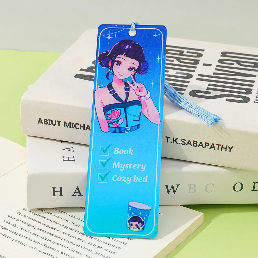 K-POP Demon Hunters Acrylic Bookmark with Tassels - Anime Rumi Mira Collectible Gift for Fans, Reading Marker Student Souvenir