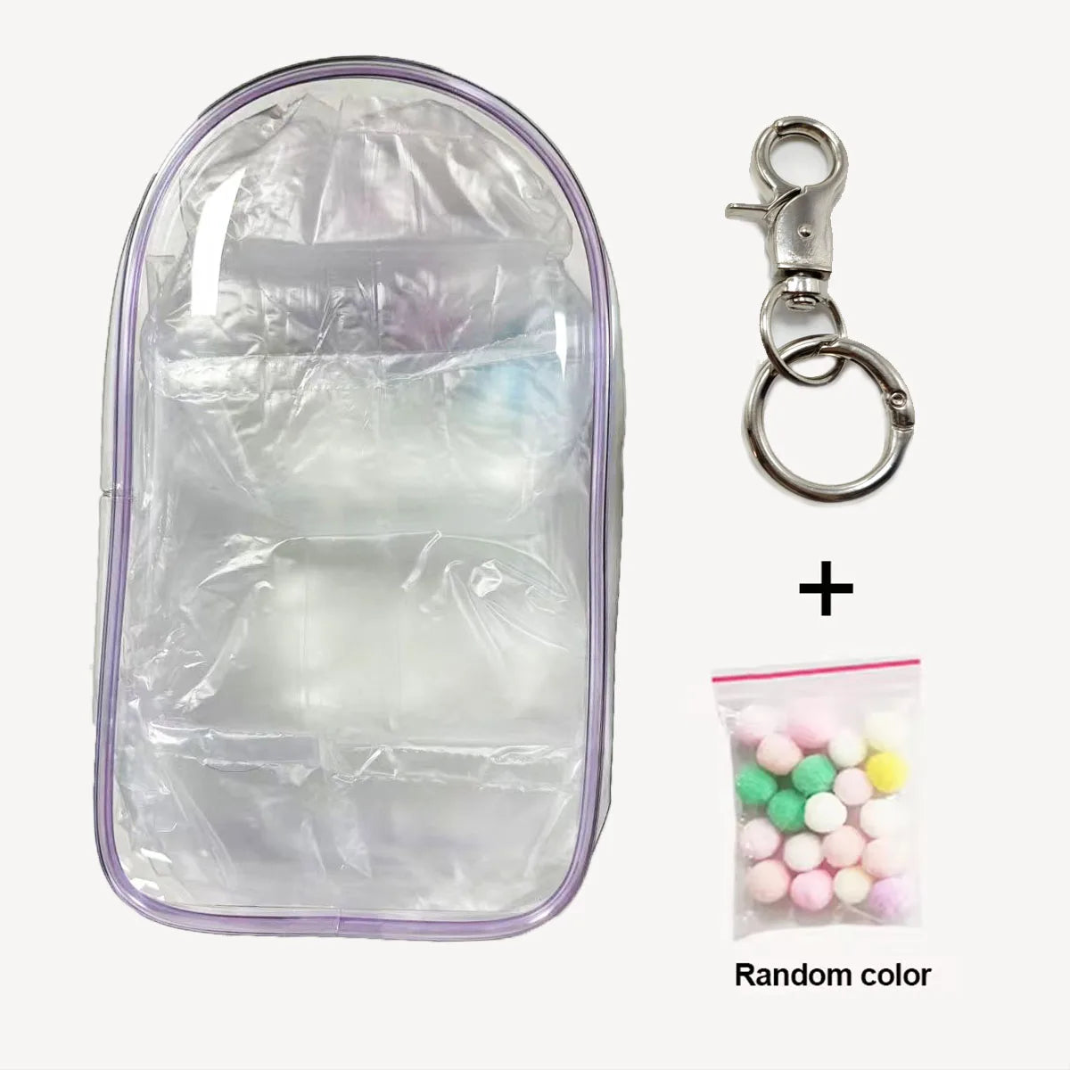 For Labubu V2 Transparent Colorful Protector Case Doll Accessories Organizer Box Plush Doll Display Bag Outdoor with Keychain