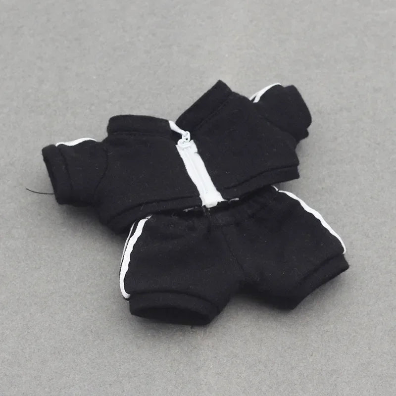 17cm Labubu Doll Clothes Set Solid Color Hoodie Sweatshirt and Pants Outfit for DIY Doll Dressing Gift for Toy Collectors