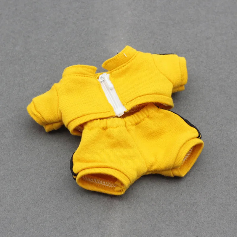 17cm Labubu Doll Clothes Set Solid Color Hoodie Sweatshirt and Pants Outfit for DIY Doll Dressing Gift for Toy Collectors