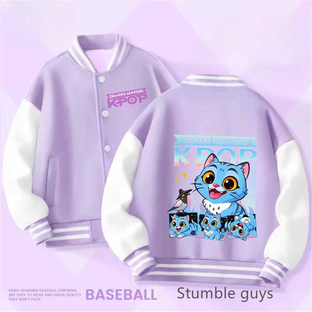 Kpop Demon Hunter Baseball Uniform Kids Cute Rumi Mira Zoey Jacket Children Spring Autumn Long Sleeves Coat Girls Clothes Gift