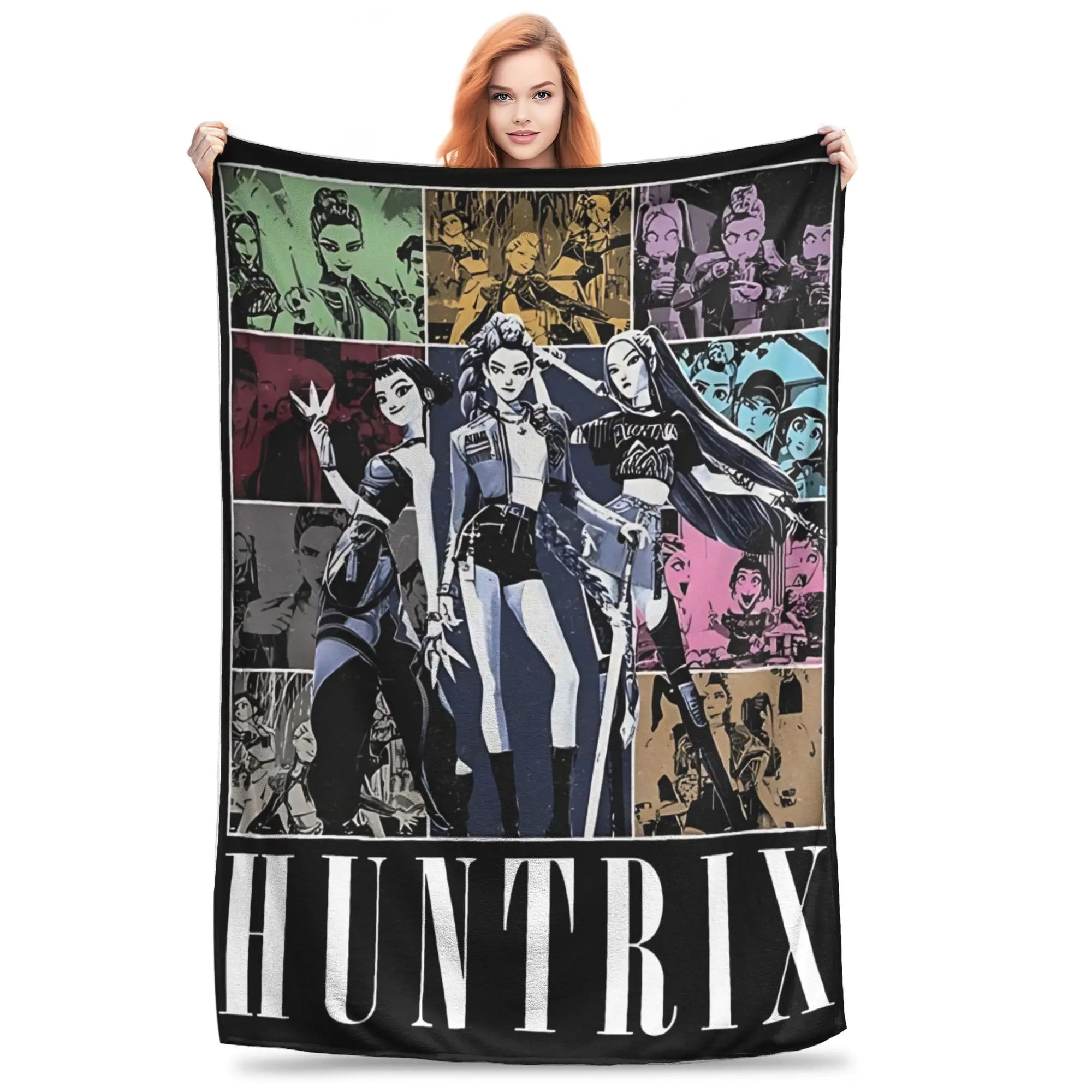 Warm Soft Blanket Travel Huntrix Girl Kpop Demon Hunter Movie Bedding Throws Flannel Bedspread For Home Decor Sofa Bed Cover