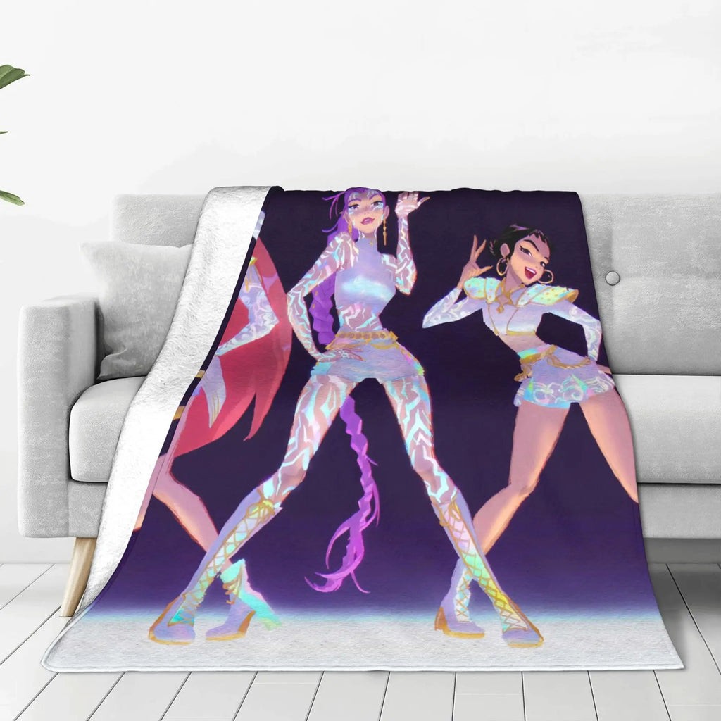 Soft BlanketKids Picnic Kpop Demon Hunters HuntrX  Bedding Throws  Flannel Bedspread For Bedroom Funny Sofa Bed Cover