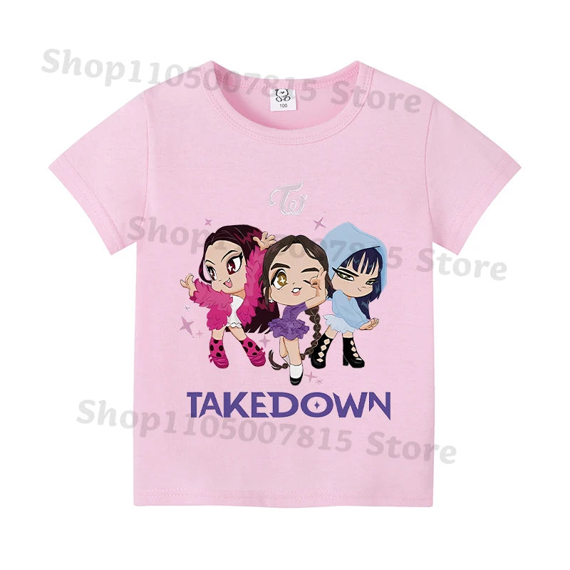 Kpop Demon Hunters T-shirts for Boys Girls Anime Cartoon Cute Short Sleeved Top Children Summer Fashion T-shirt Kids Clothes