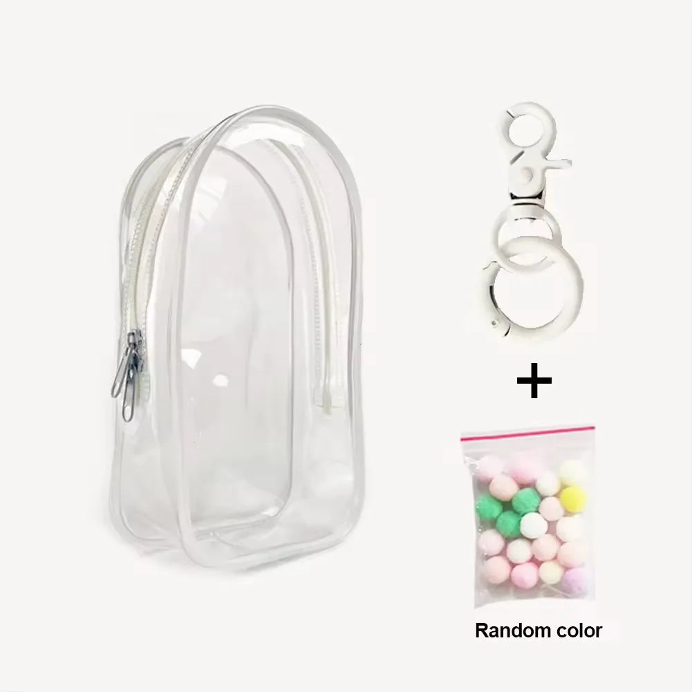 For Labubu V2 Transparent Colorful Protector Case Doll Accessories Organizer Box Plush Doll Display Bag Outdoor with Keychain