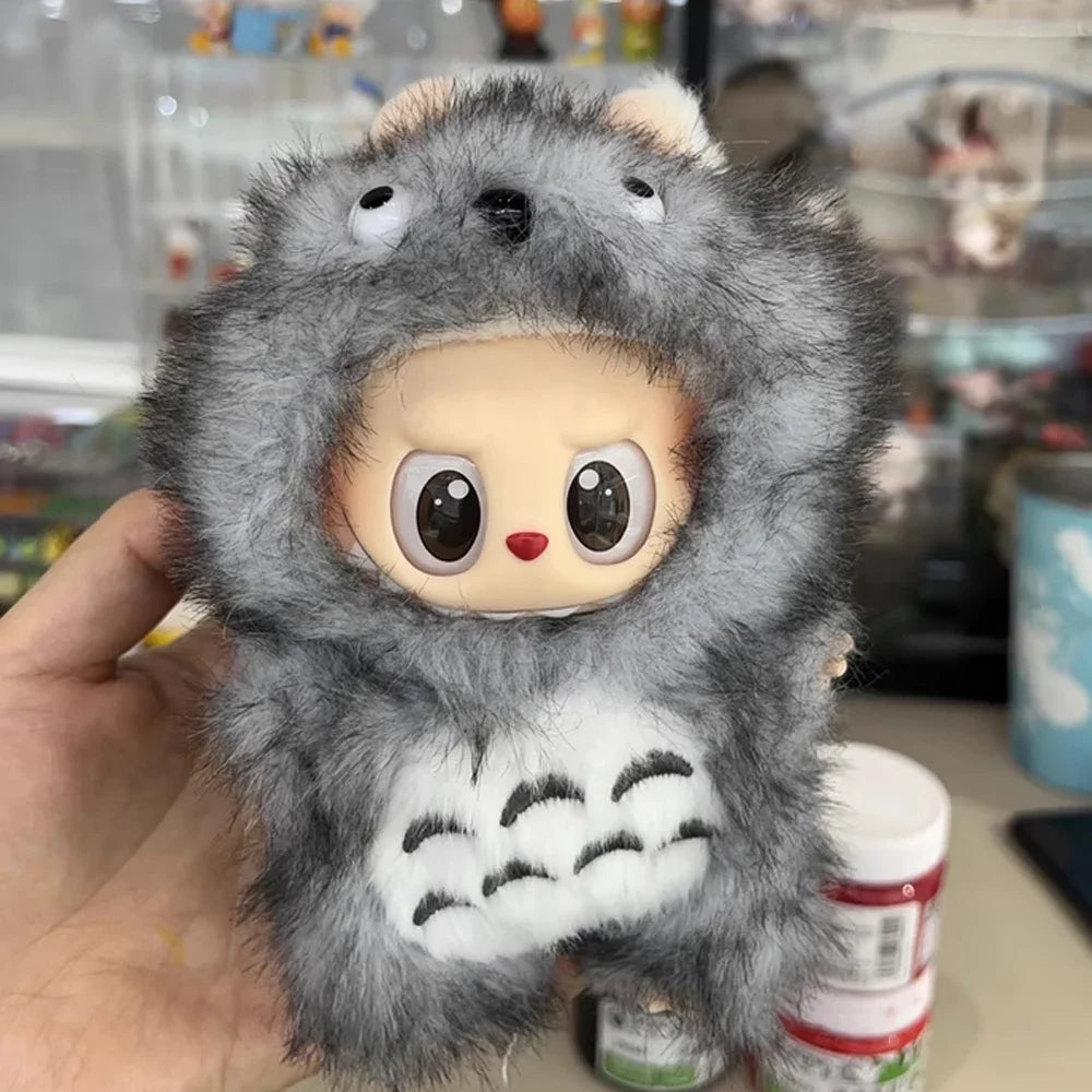 For Cloth 17cm Labubu Mini Plush Doll Clothing Set Cute Suit Cartoon Vinyl Doll Kpop Idol Doll Clothing Accessories