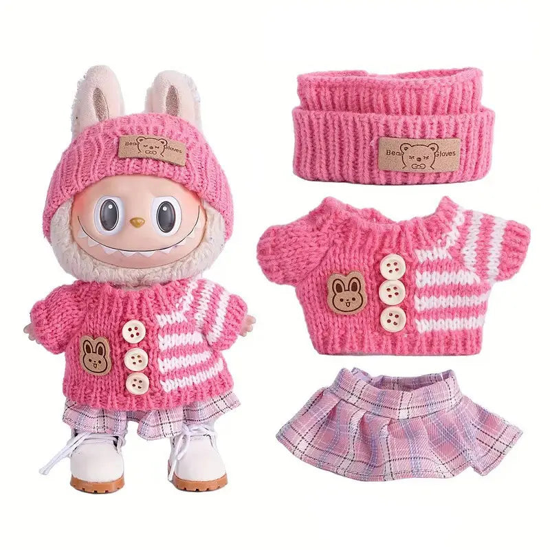 For Labubu Doll Clothing Cute Sweater Set 17cm Clothing Shoes Doll DIY Accessories Training Sitting Party Games Toys Gifts