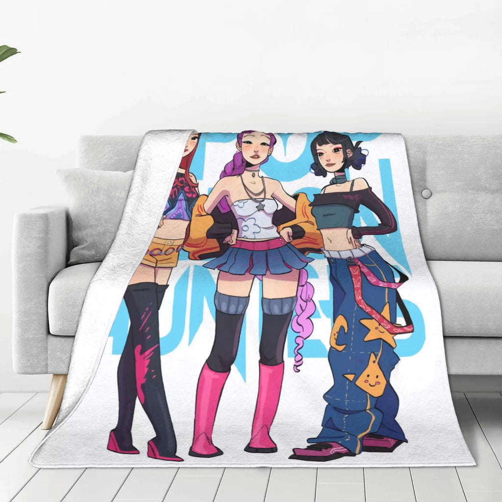 kpop Demon Hunters Huntrix Blankets Quality Soft Warm  Throw Blanket Winter Kids Couch Bed Fluffy Bedspread