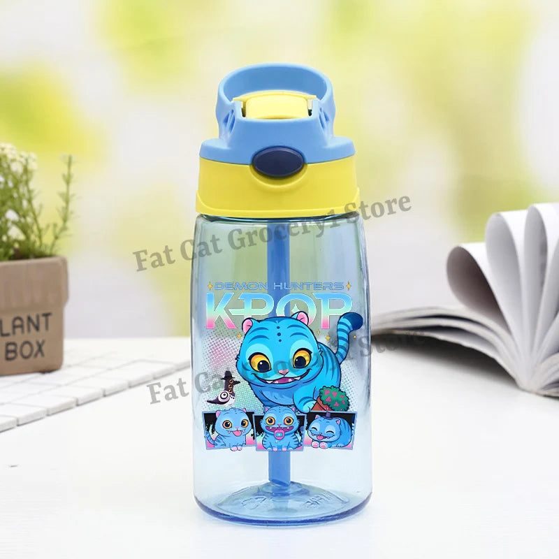 Kpop Demon Hunter Water Bottle with Straw Kids Anime Rumi Mira Zoey Hydros Flasks Children 500ml Summer Outdoor Sport Mug Gift