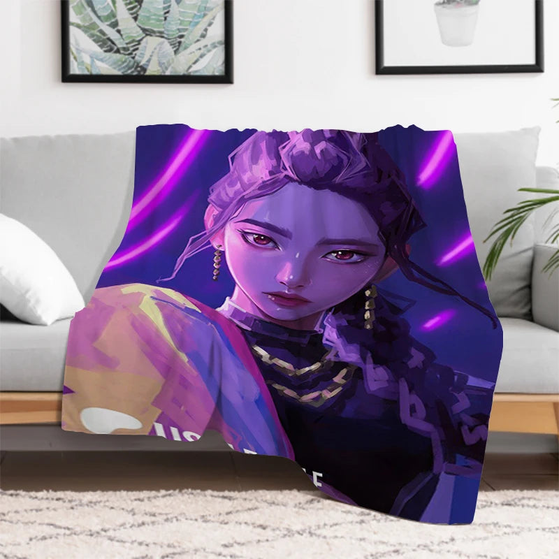 Anime K-Pop Demon Hunters Cute Blanket Girl Gift Soft Plush Blanket,Flannel Throw Blanket for Living Room Bedroom Bed Sofa