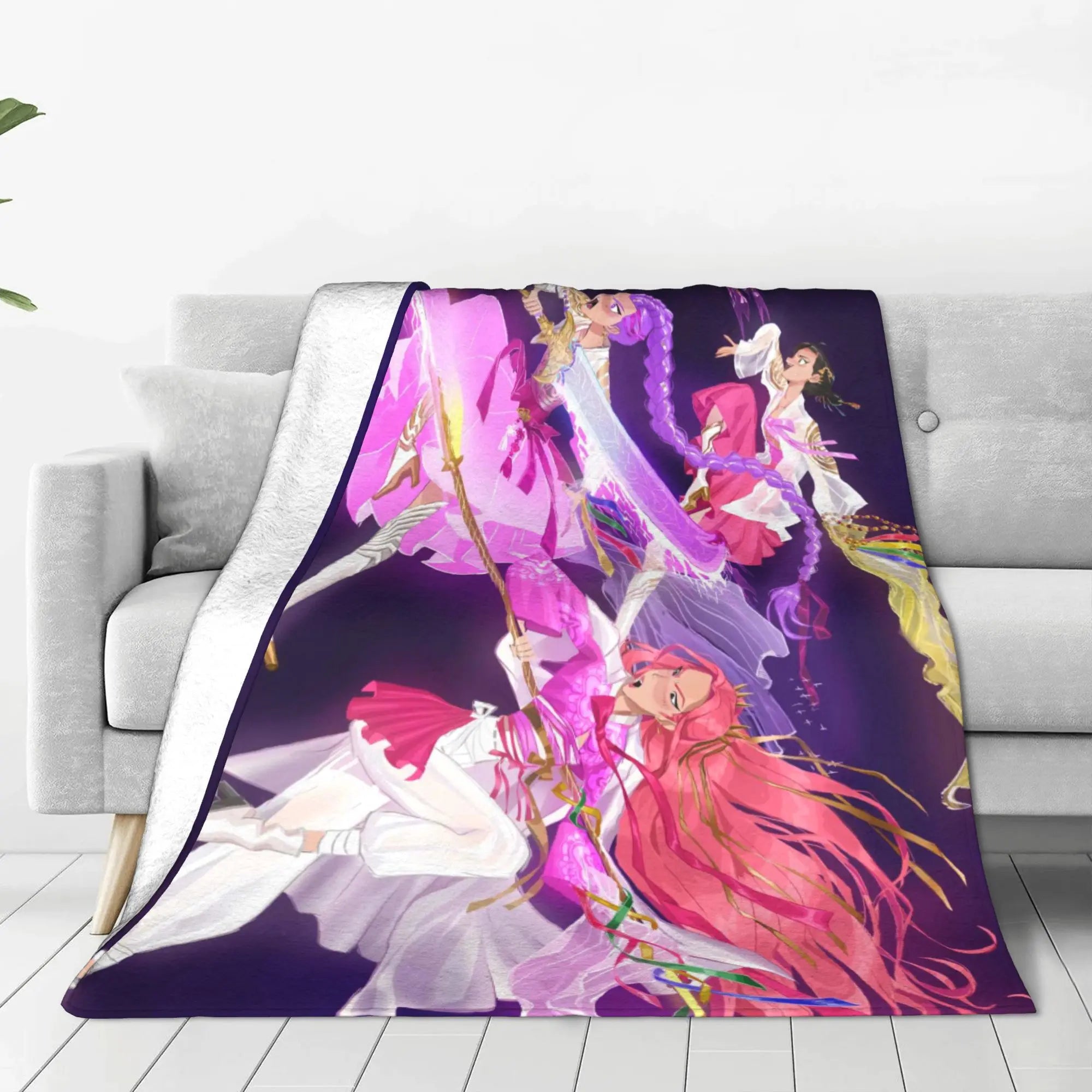 Soft BlanketKids Picnic Kpop Demon Hunters HuntrX  Bedding Throws  Flannel Bedspread For Bedroom Funny Sofa Bed Cover