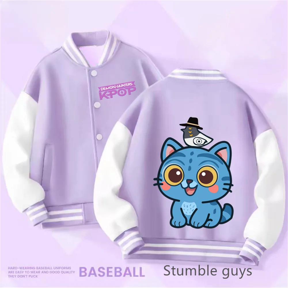 Kpop Demon Hunter Baseball Uniform Kids Cute Rumi Mira Zoey Jacket Children Spring Autumn Long Sleeves Coat Girls Clothes Gift