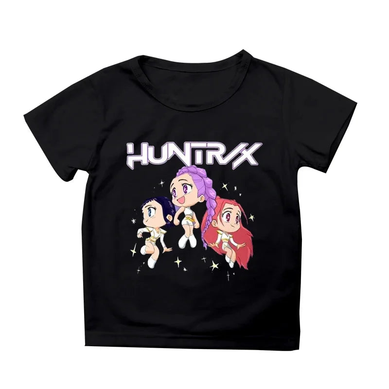 Kpop Demon Hunters Children's Clothing Short Sleeve T-shirt Cute Kpop Demon Hunters Tiger Harajuku Tshirt for Boys Girls