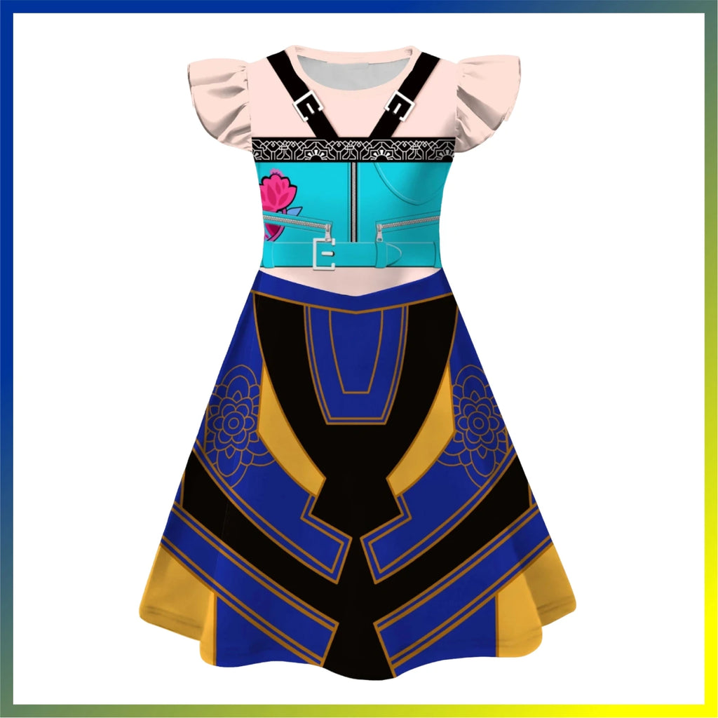 Children Zoey Mira Rumi Demon Hunters Cosplay Costume for Girl Halloween Movie K-Pop Group Idol Role Play Flying Sleeve Dress
