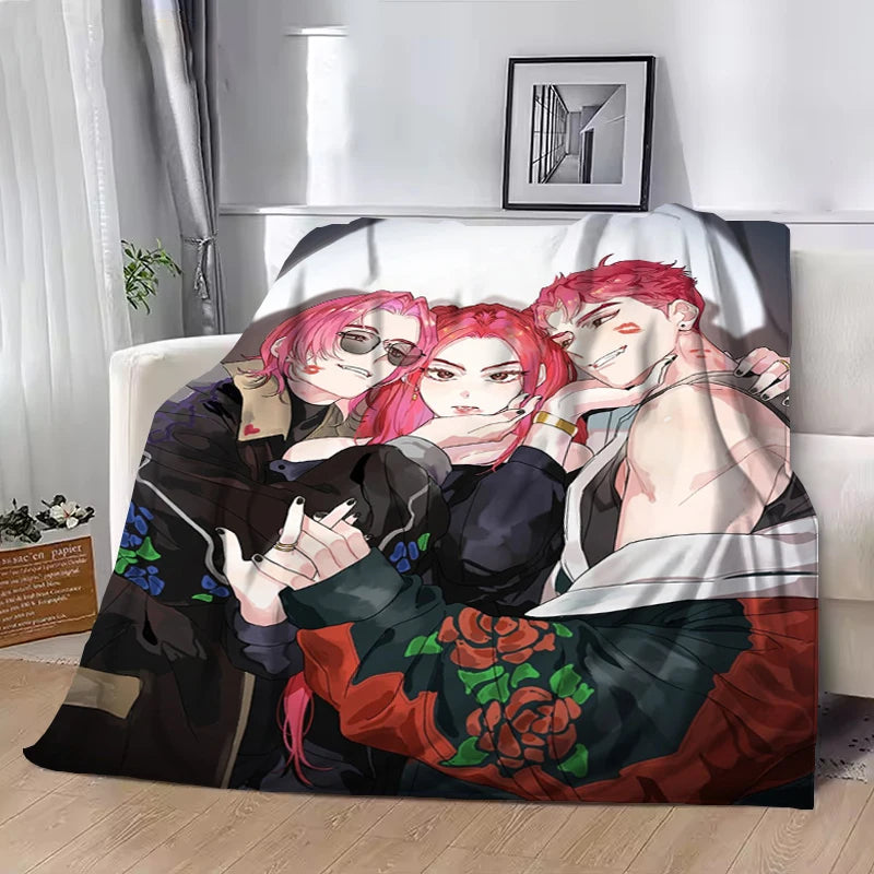 Hot Kpop Demon Hunters Huntrix Saja Boys Throw Blanket King Lid Office Soft Plaid With Print Luxury Designer Bedding Downy Knee