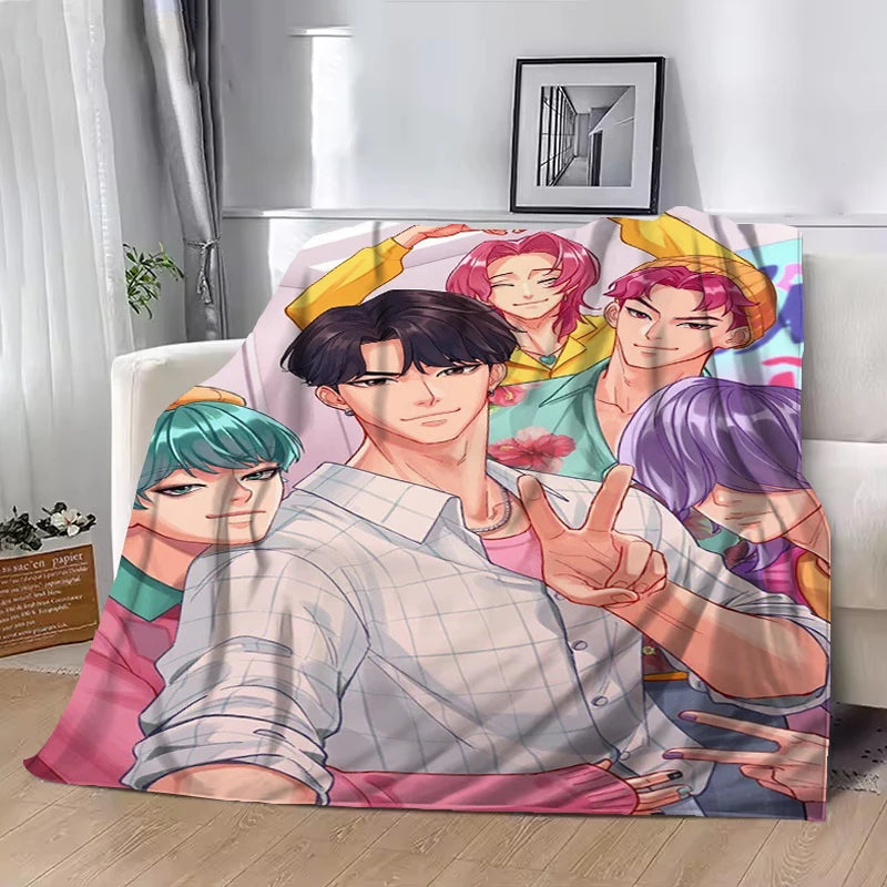 Hot Kpop Demon Hunters Huntrix Saja Boys Throw Blanket King Lid Office Soft Plaid With Print Luxury Designer Bedding Downy Knee