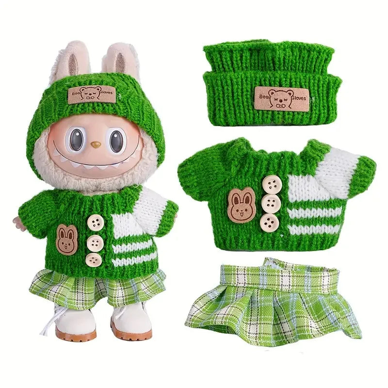 For Labubu Doll Clothing Cute Sweater Set 17cm Clothing Shoes Doll DIY Accessories Training Sitting Party Games Toys Gifts