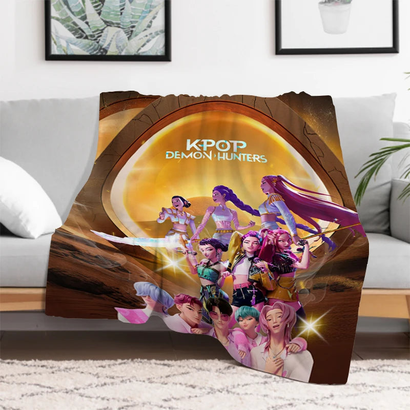 Anime K-Pop Demon Hunters Cute Blanket Girl Gift Soft Plush Blanket,Flannel Throw Blanket for Living Room Bedroom Bed Sofa