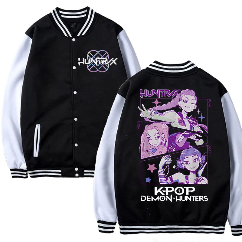 Anime K-Pop Demon Hunters Jacket Female/Male Harajuku Fashion Streetwear Baseball Uniform KPop Demon Hunters Outdoor Clothes
