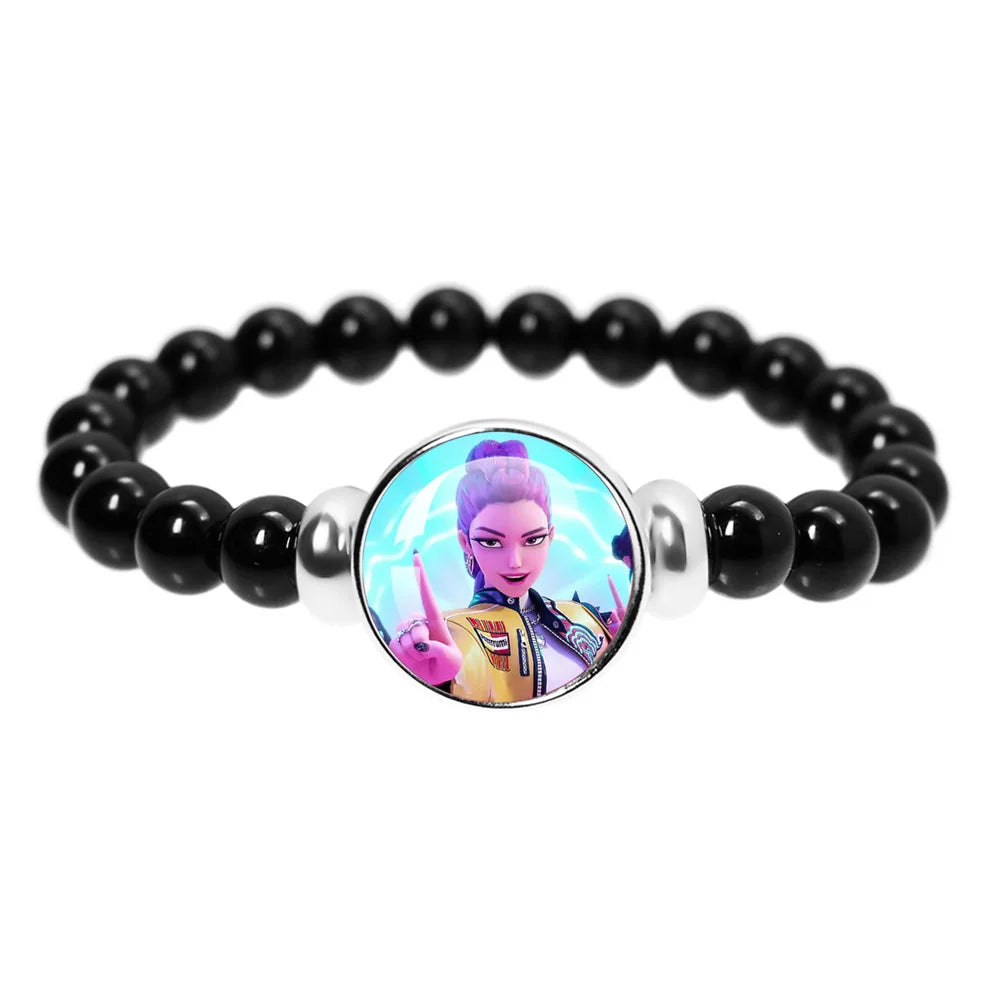 K-Pop Demon Hunters Handmade Glass Bead Bracelet Huntr-x Rumi Zoey Mira Bangles Unisex Jewelry Accessories Fans Gift