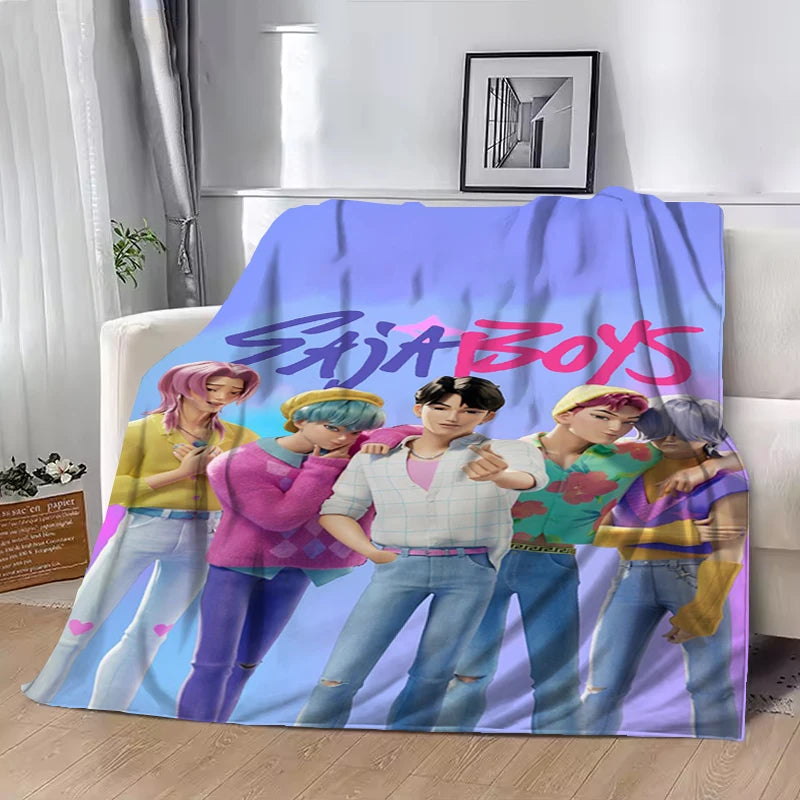 Hot Kpop Demon Hunters Huntrix Saja Boys Throw Blanket King Lid Office Soft Plaid With Print Luxury Designer Bedding Downy Knee