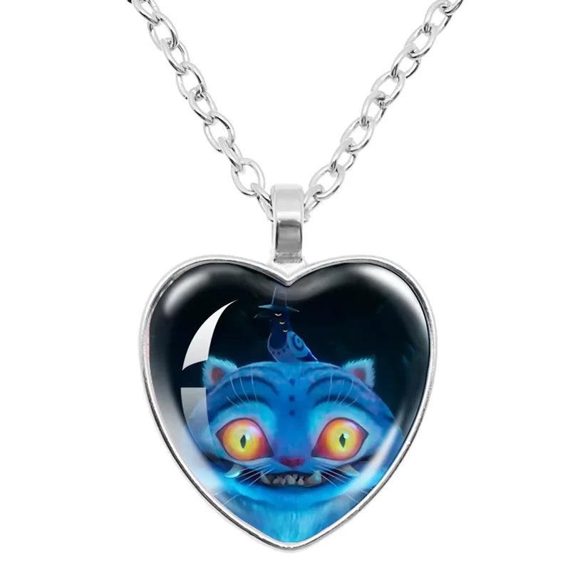 Kpop Demon Hunters Necklace Movie Anime Glass Heart Pendant Women Charms Accessories Creative Cosplay Girl Birthday Gift Jewelry