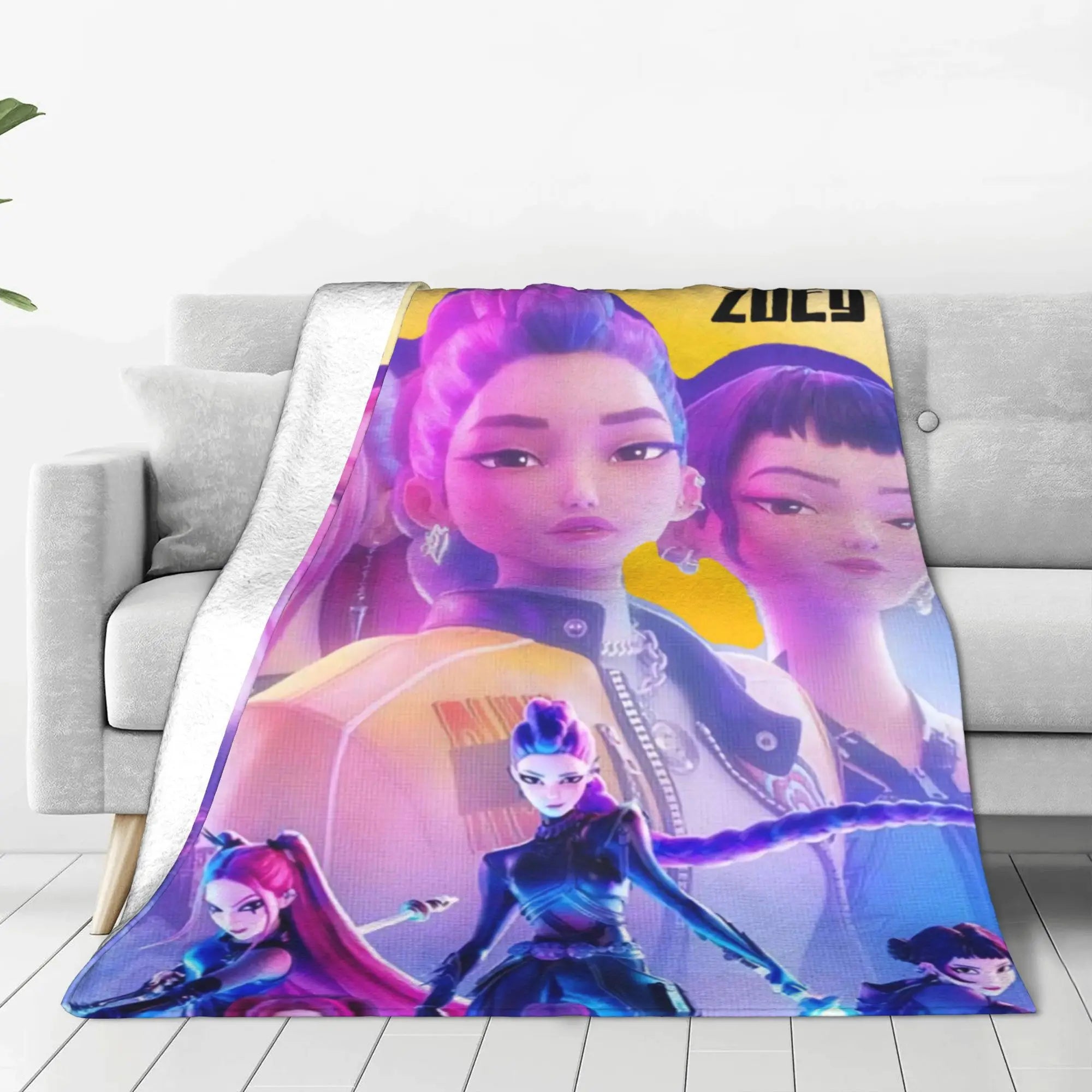 Soft BlanketKids Picnic Kpop Demon Hunters HuntrX  Bedding Throws  Flannel Bedspread For Bedroom Funny Sofa Bed Cover