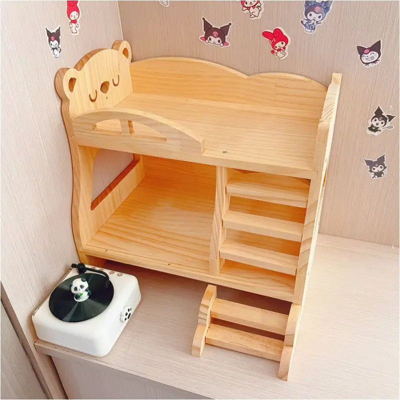 Mini Wood Bed for 20cm Dress Up Cotton Dolls Miniature Room Decor for BJD Dolls Labubu Accessories Dollhouses Toys for Kids Gift