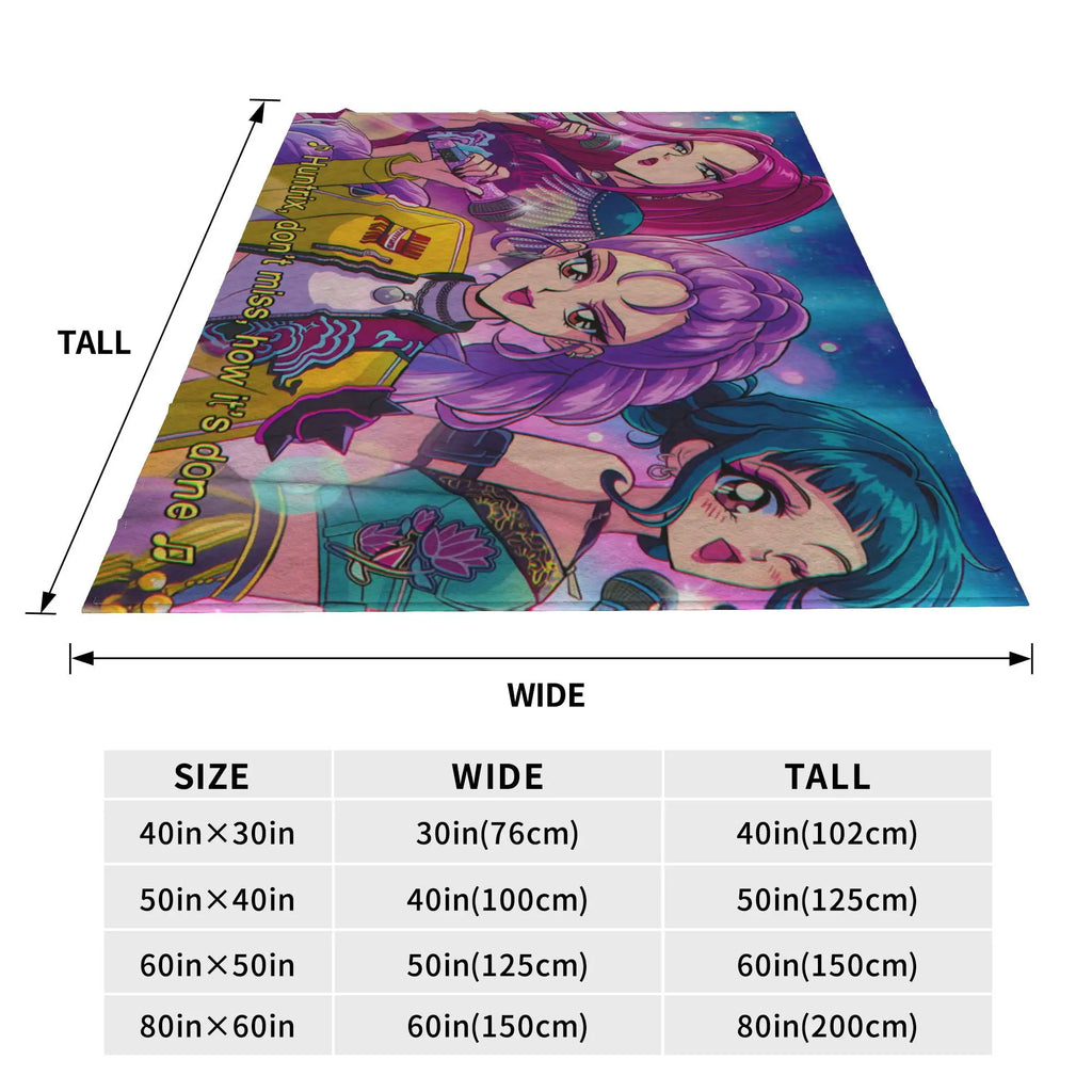 Soft BlanketKids Picnic Kpop Demon Hunters HuntrX  Bedding Throws  Flannel Bedspread For Bedroom Funny Sofa Bed Cover