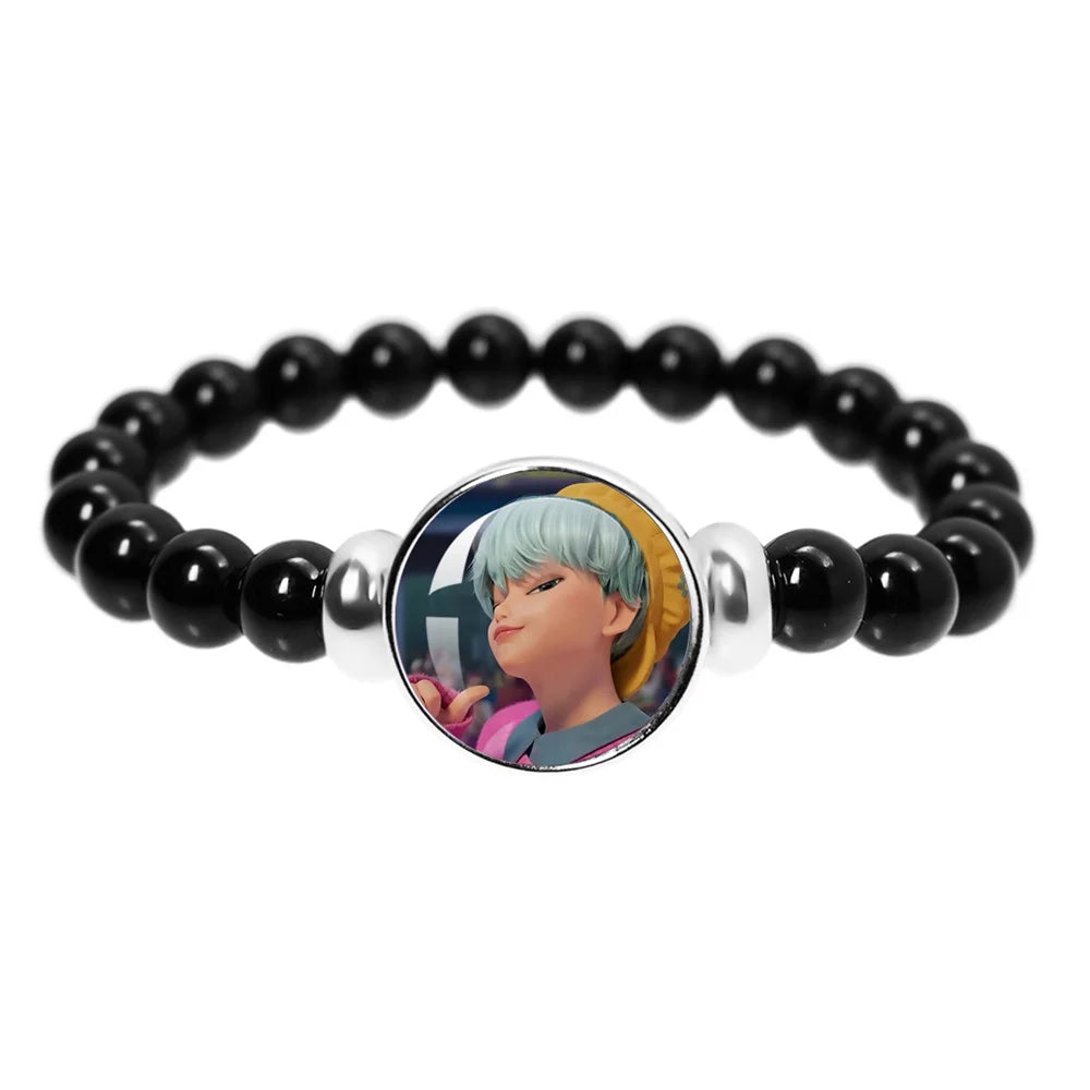 K-Pop Demon Hunters Handmade Glass Bead Bracelet Huntr-x Rumi Zoey Mira Bangles Unisex Jewelry Accessories Fans Gift