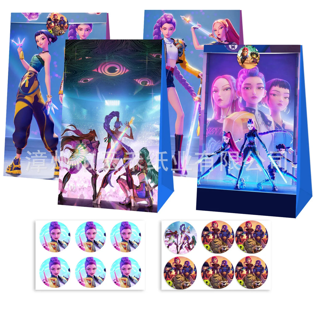 Kpop Demon Hunters Candy Paper Bag Anime Paper Gift Bag Kraft Paper Production Cartoon Handbag Kids Birthday Gift Wrapping Pouch