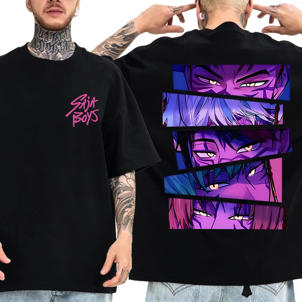 Kpop Demon Hunter Saja Boys T-shirt Harajuku O-neck Casual Anime T-Shirt Tops Unisex