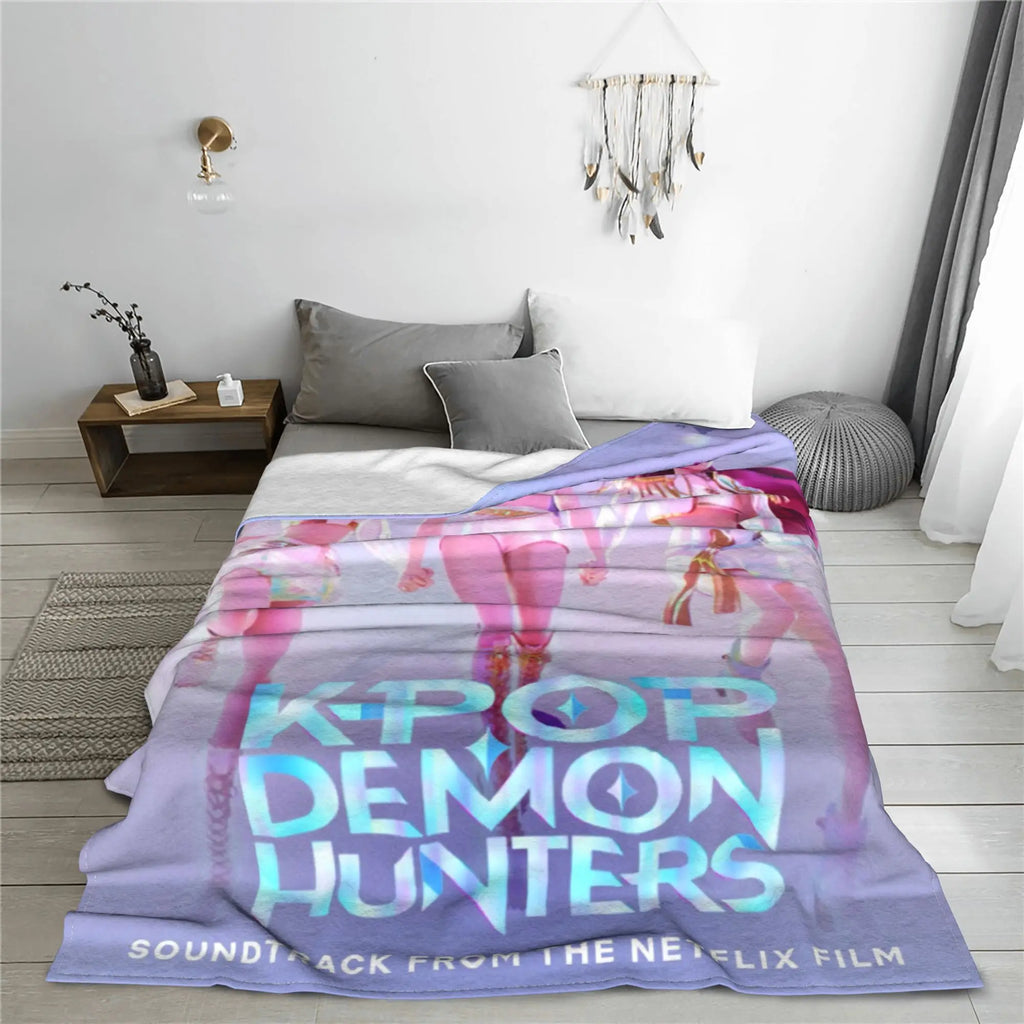 kpop Demon Hunters Huntrix Blankets Quality Soft Warm  Throw Blanket Winter Kids Couch Bed Fluffy Bedspread