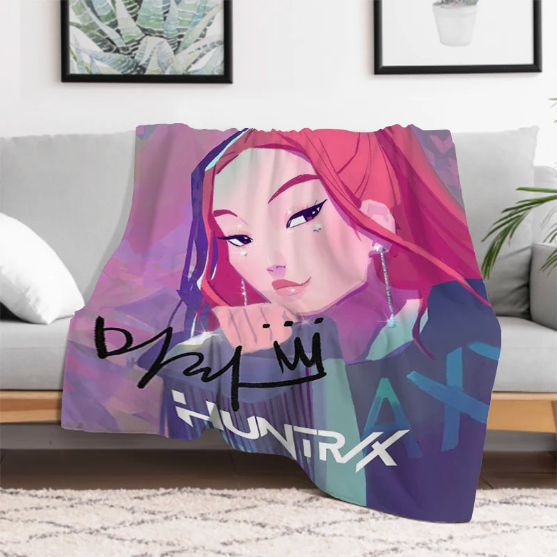 Anime K-Pop Demon Hunters Cute Blanket Girl Gift Soft Plush Blanket,Flannel Throw Blanket for Living Room Bedroom Bed Sofa