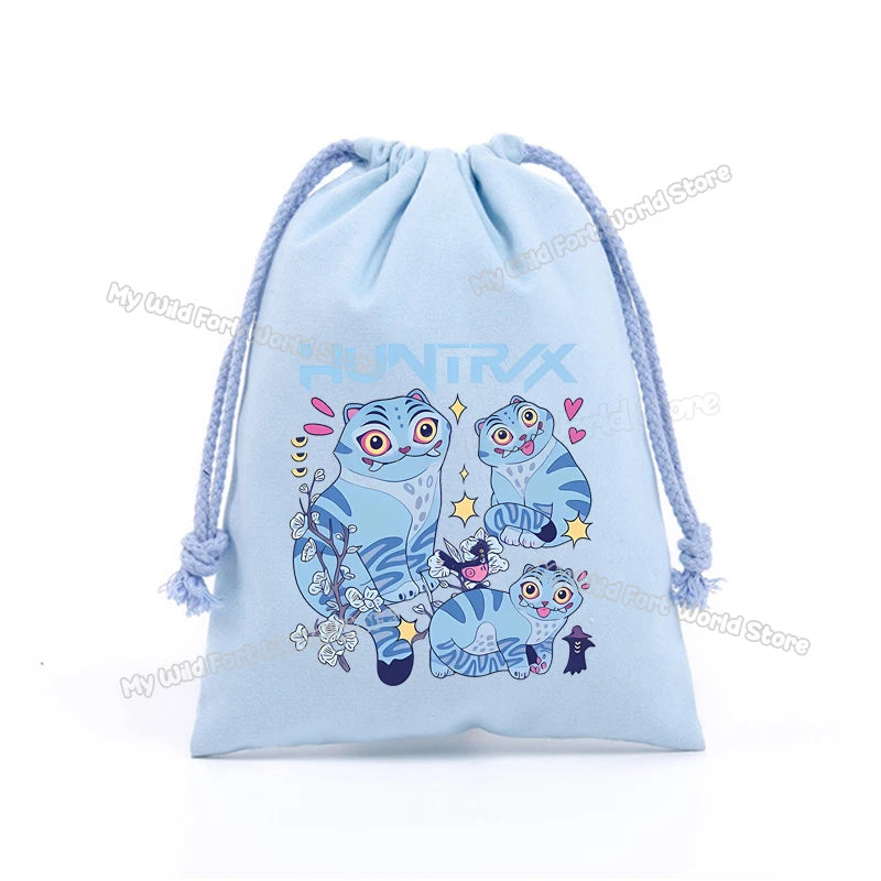KPop Demon Hunters Storage Drawstring Bag Music Cartoon Party Cookies Candy Package Kids Gift Bags Print Cotton Key Pouch